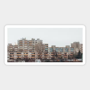 Brutalist Berlin Architecture - Apartment Block in Winter Sticker